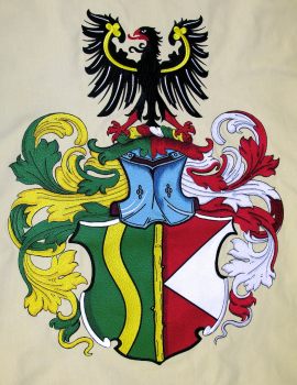 Embroidered family coats of arms
